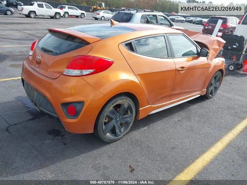 2014 Hyundai Veloster Turbo W/Black VIN: KMHTC6AE2EU206949 Lot: 40787570