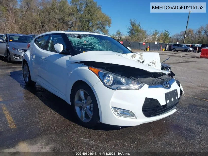 2014 Hyundai Veloster Base W/Gray VIN: KMHTC6AD5EU215152 Lot: 40801617