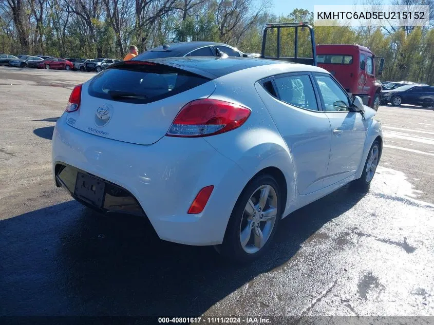 2014 Hyundai Veloster Base W/Gray VIN: KMHTC6AD5EU215152 Lot: 40801617