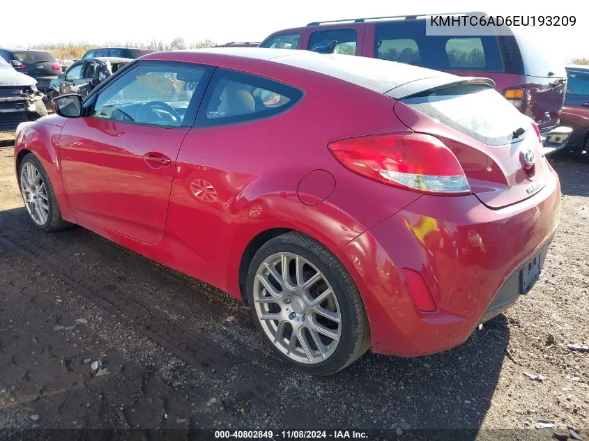 2014 Hyundai Veloster Base W/Gray VIN: KMHTC6AD6EU193209 Lot: 40802849