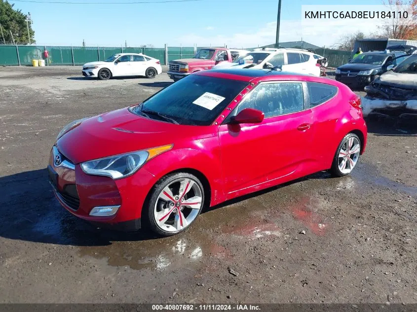 2014 Hyundai Veloster Base W/Black VIN: KMHTC6AD8EU184110 Lot: 40807692