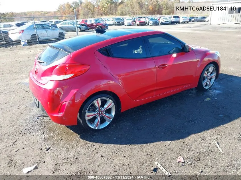 2014 Hyundai Veloster Base W/Black VIN: KMHTC6AD8EU184110 Lot: 40807692