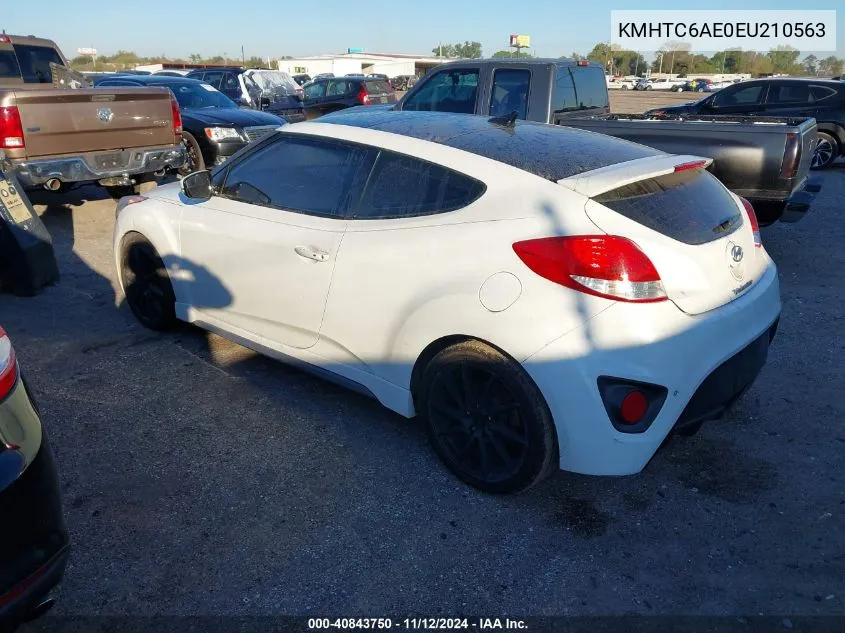 2014 Hyundai Veloster Turbo W/Black VIN: KMHTC6AE0EU210563 Lot: 40843750