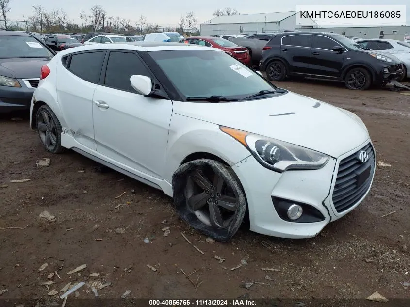 2014 Hyundai Veloster Turbo W/Blue VIN: KMHTC6AE0EU186085 Lot: 40856766