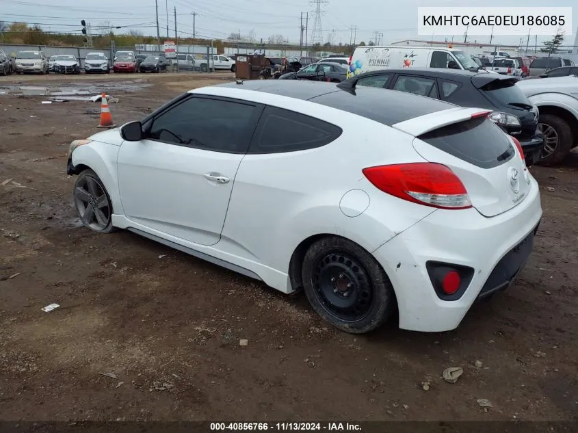 2014 Hyundai Veloster Turbo W/Blue VIN: KMHTC6AE0EU186085 Lot: 40856766