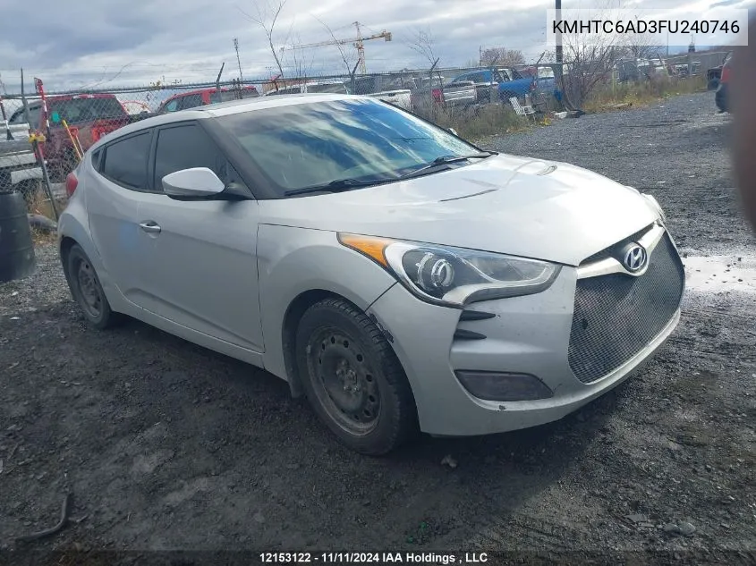 2015 Hyundai Veloster VIN: KMHTC6AD3FU240746 Lot: 12153122