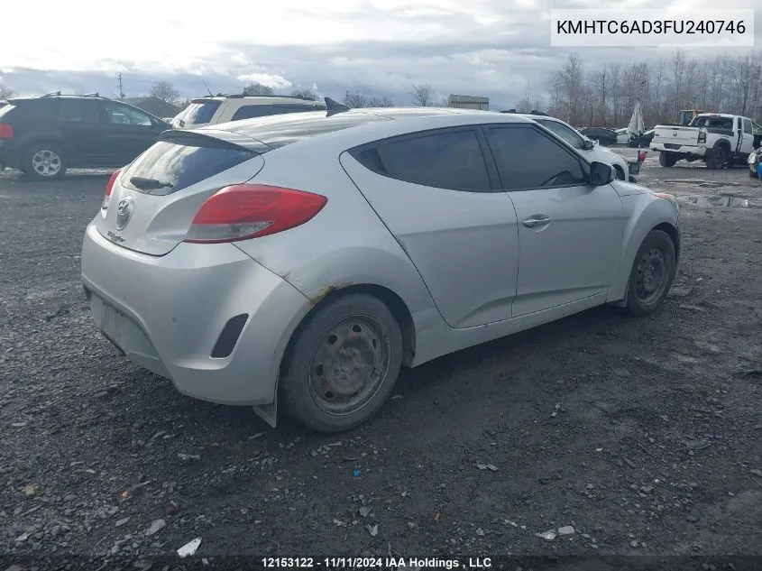 2015 Hyundai Veloster VIN: KMHTC6AD3FU240746 Lot: 12153122