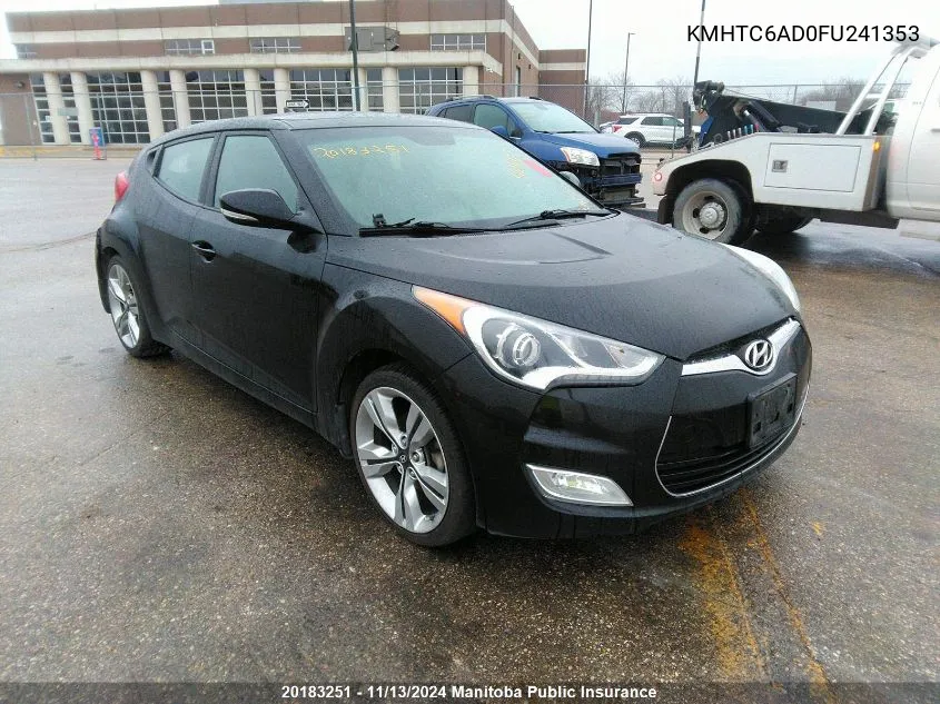 2015 Hyundai Veloster VIN: KMHTC6AD0FU241353 Lot: 20183251