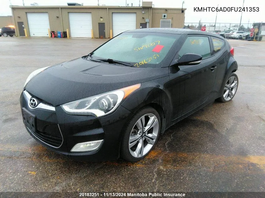 2015 Hyundai Veloster VIN: KMHTC6AD0FU241353 Lot: 20183251