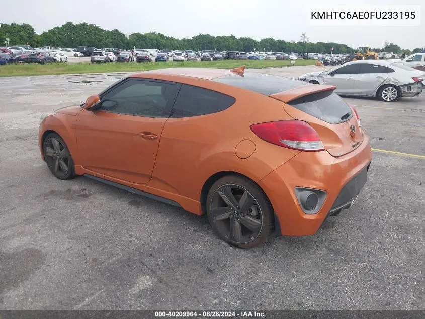 2015 Hyundai Veloster Turbo VIN: KMHTC6AE0FU233195 Lot: 40209964