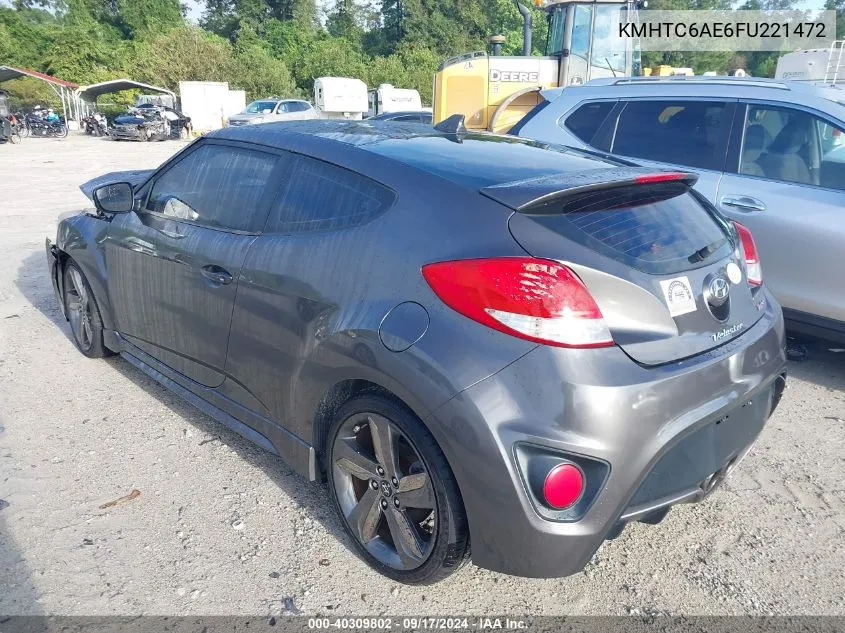 2015 Hyundai Veloster Turbo VIN: KMHTC6AE6FU221472 Lot: 40309802