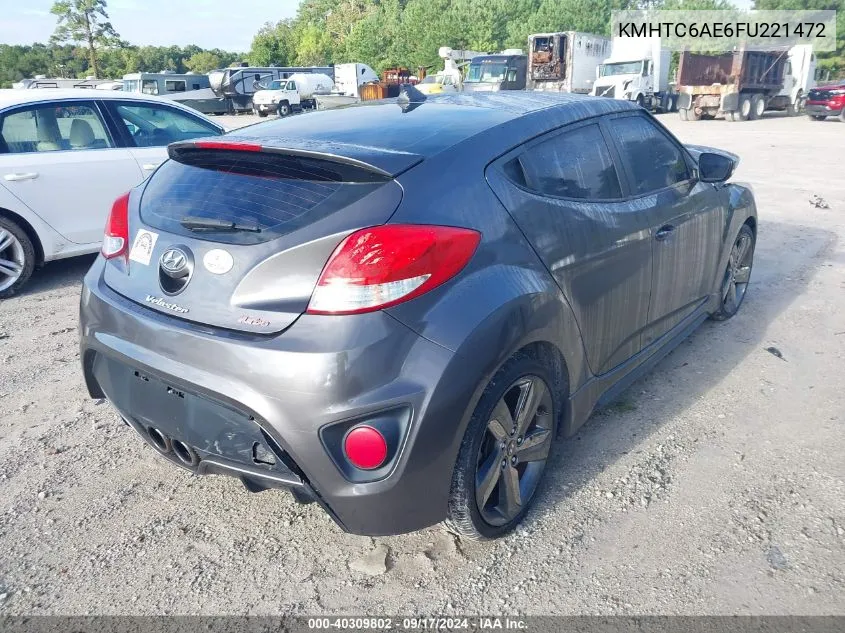 2015 Hyundai Veloster Turbo VIN: KMHTC6AE6FU221472 Lot: 40309802