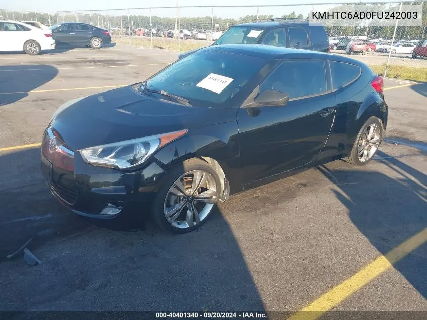 2015 Hyundai Veloster VIN: KMHTC6AD0FU242003 Lot: 40401340