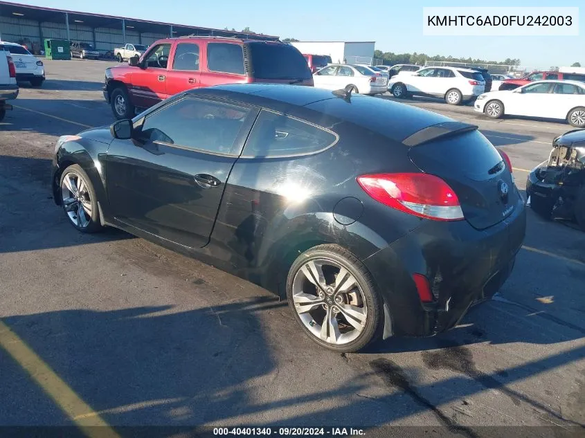 2015 Hyundai Veloster VIN: KMHTC6AD0FU242003 Lot: 40401340