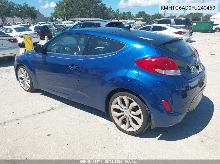 2015 Hyundai Veloster VIN: KMHTC6AD0FU240459 Lot: 40416571