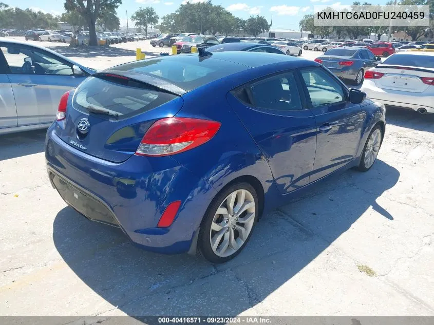 2015 Hyundai Veloster VIN: KMHTC6AD0FU240459 Lot: 40416571