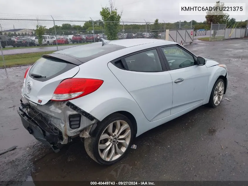 2015 Hyundai Veloster Re:flex VIN: KMHTC6AD9FU221375 Lot: 40449743