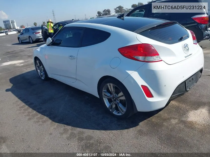 2015 Hyundai Veloster VIN: KMHTC6AD5FU231224 Lot: 40513107