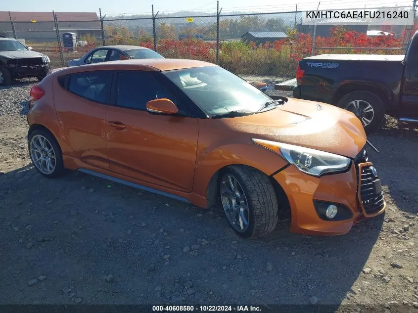 2015 Hyundai Veloster Turbo VIN: KMHTC6AE4FU216240 Lot: 40608580