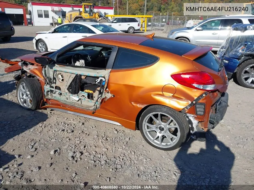 2015 Hyundai Veloster Turbo VIN: KMHTC6AE4FU216240 Lot: 40608580