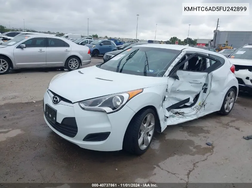 2015 Hyundai Veloster VIN: KMHTC6AD5FU242899 Lot: 40737861