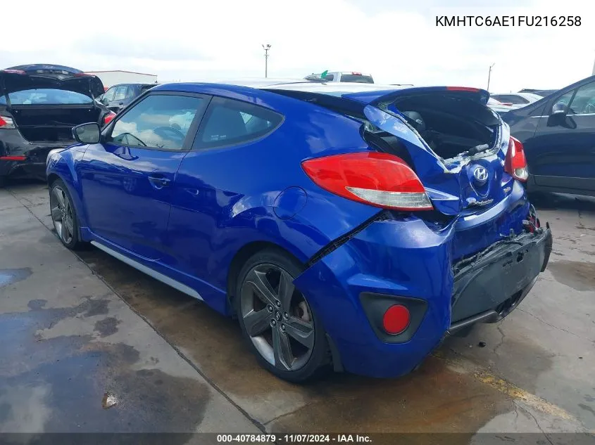 2015 Hyundai Veloster Turbo VIN: KMHTC6AE1FU216258 Lot: 40784879