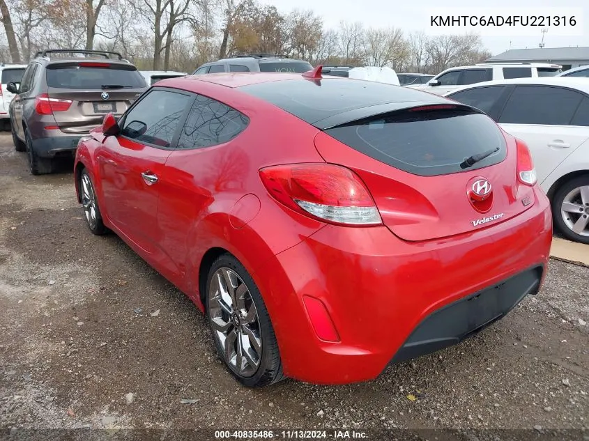 2015 Hyundai Veloster Re:flex VIN: KMHTC6AD4FU221316 Lot: 40835486