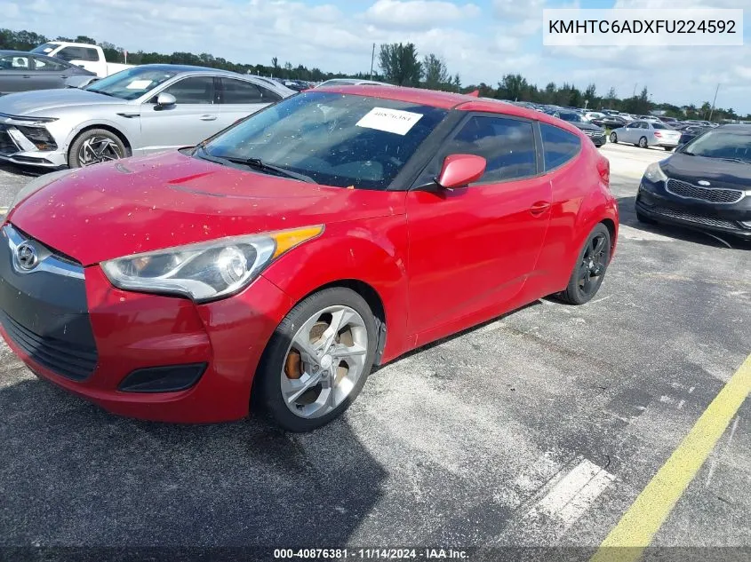 2015 Hyundai Veloster VIN: KMHTC6ADXFU224592 Lot: 40876381