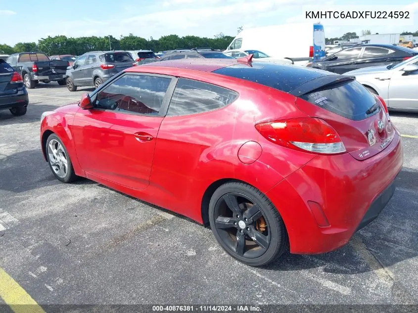 2015 Hyundai Veloster VIN: KMHTC6ADXFU224592 Lot: 40876381