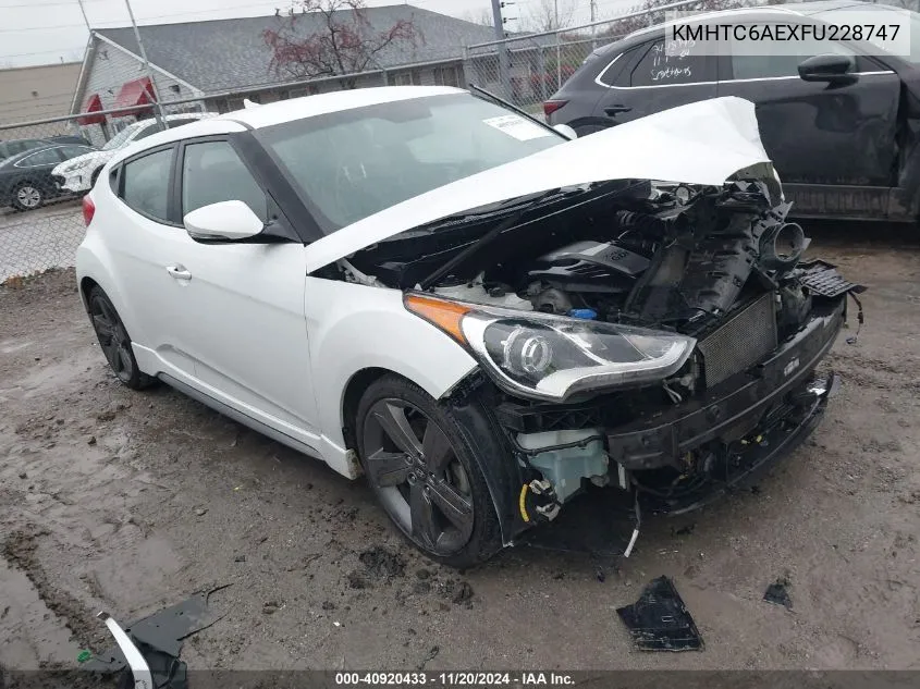 2015 Hyundai Veloster Turbo VIN: KMHTC6AEXFU228747 Lot: 40920433