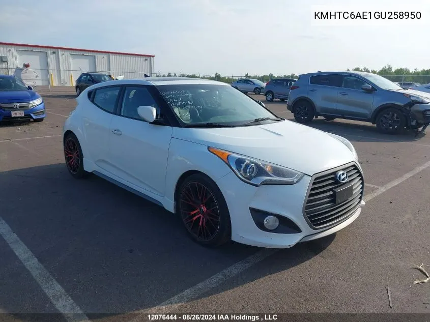 2016 Hyundai Veloster Turbo VIN: KMHTC6AE1GU258950 Lot: 12076444