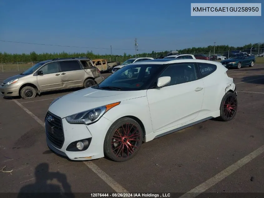 2016 Hyundai Veloster Turbo VIN: KMHTC6AE1GU258950 Lot: 12076444