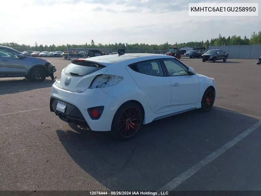 2016 Hyundai Veloster Turbo VIN: KMHTC6AE1GU258950 Lot: 12076444