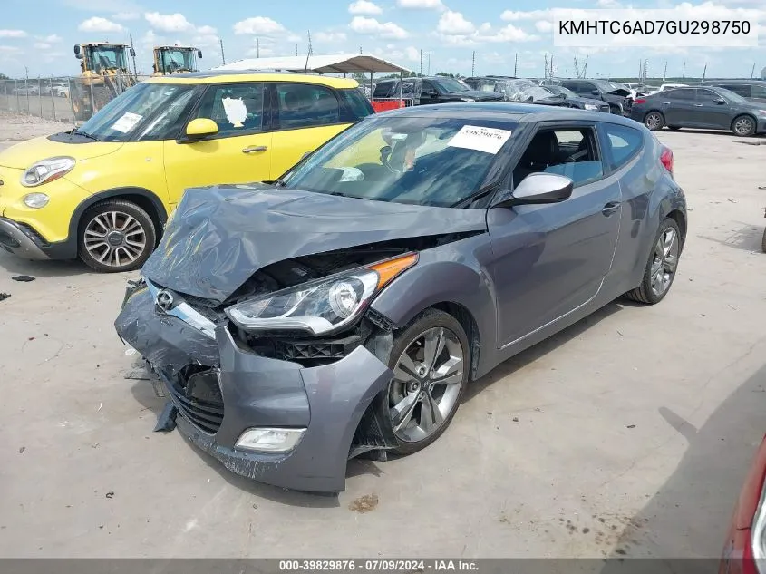 2016 Hyundai Veloster VIN: KMHTC6AD7GU298750 Lot: 39829876