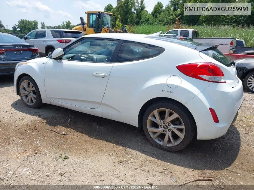 2016 Hyundai Veloster VIN: KMHTC6ADXGU259991 Lot: 39865363