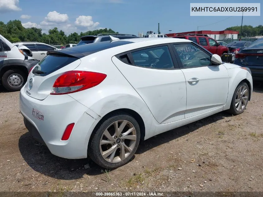 2016 Hyundai Veloster VIN: KMHTC6ADXGU259991 Lot: 39865363