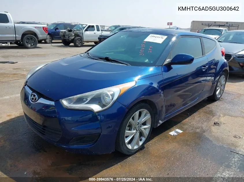 2016 Hyundai Veloster VIN: KMHTC6AD5GU300642 Lot: 39943576