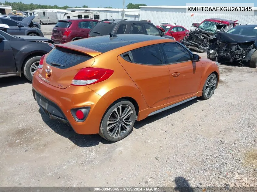 2016 Hyundai Veloster Turbo VIN: KMHTC6AEXGU261345 Lot: 39949845