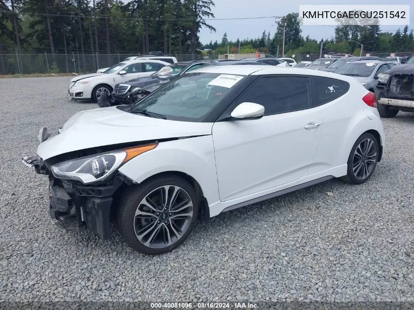 KMHTC6AE6GU251542 2016 Hyundai Veloster Turbo