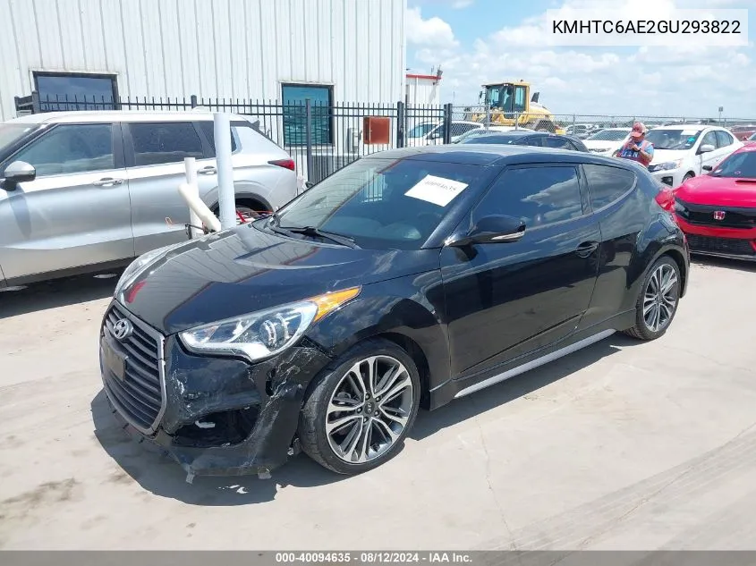 2016 Hyundai Veloster Turbo VIN: KMHTC6AE2GU293822 Lot: 40094635