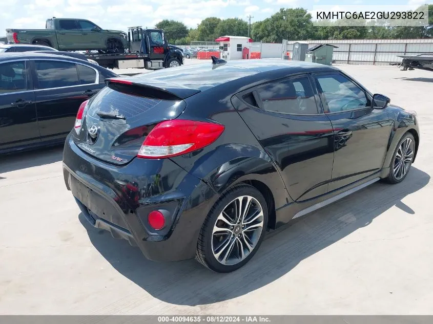 2016 Hyundai Veloster Turbo VIN: KMHTC6AE2GU293822 Lot: 40094635