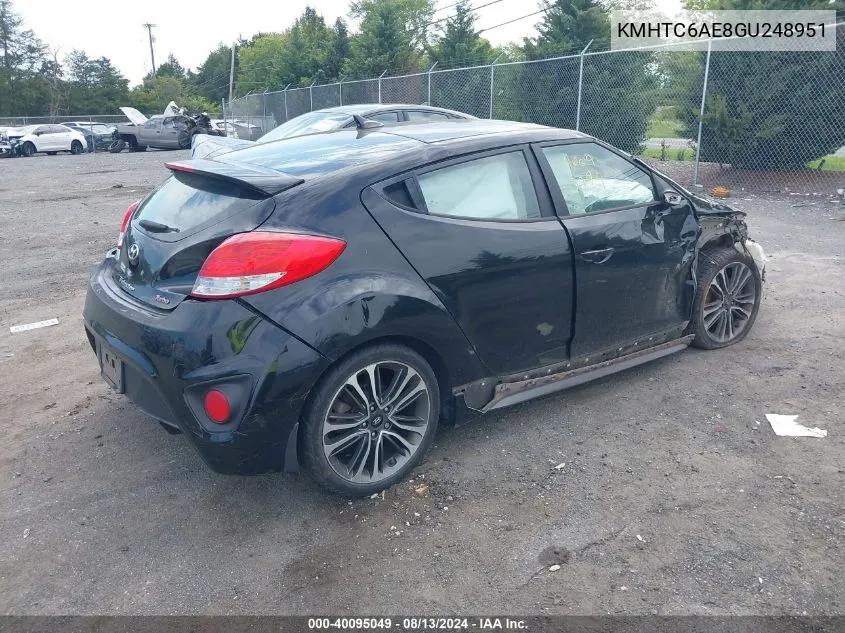 2016 Hyundai Veloster Turbo VIN: KMHTC6AE8GU248951 Lot: 40095049