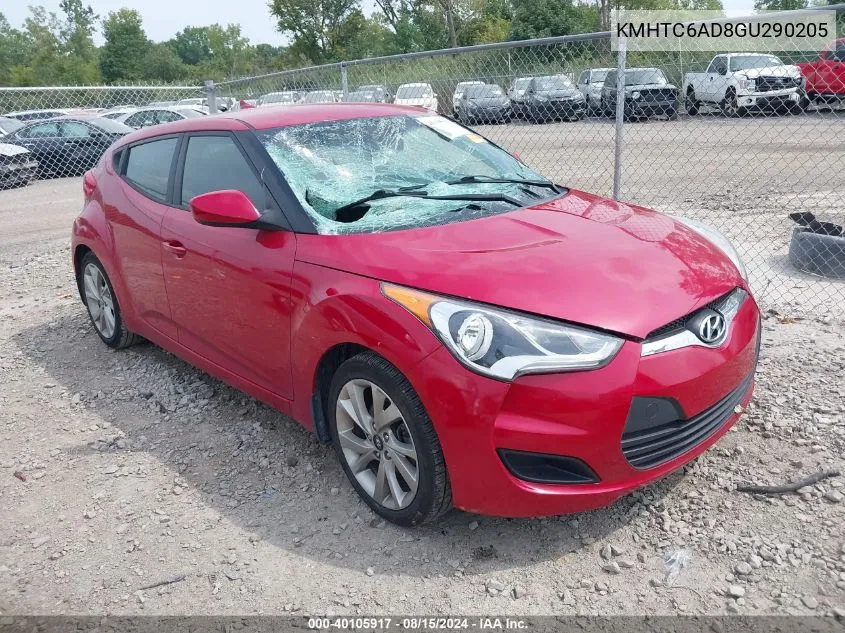 2016 Hyundai Veloster VIN: KMHTC6AD8GU290205 Lot: 40105917