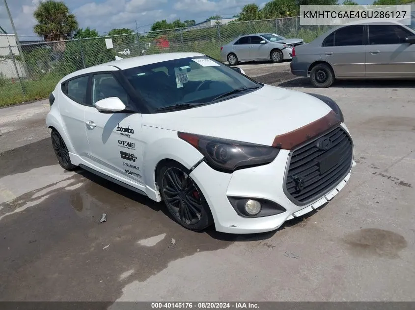 2016 Hyundai Veloster Turbo VIN: KMHTC6AE4GU286127 Lot: 40145176