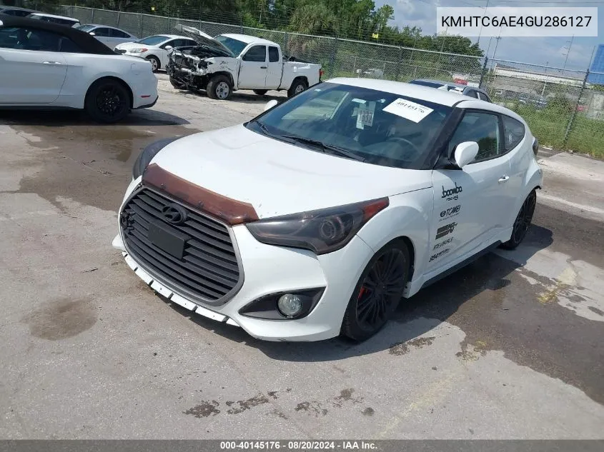 2016 Hyundai Veloster Turbo VIN: KMHTC6AE4GU286127 Lot: 40145176