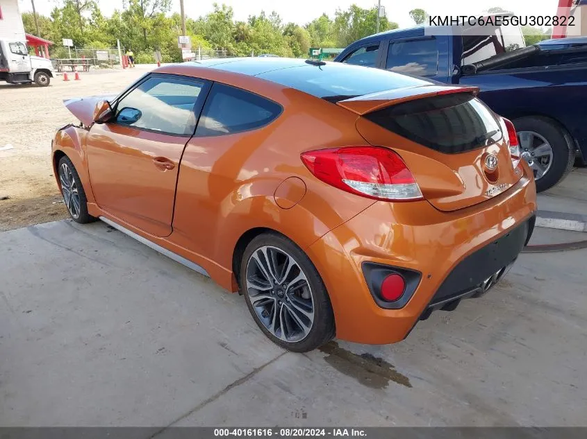 2016 Hyundai Veloster Turbo VIN: KMHTC6AE5GU302822 Lot: 40161616