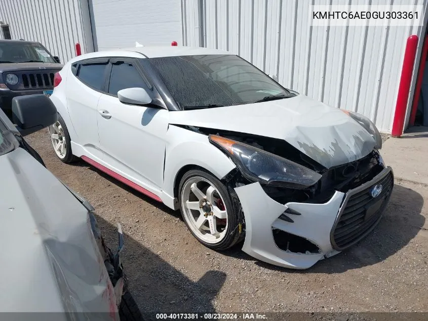 2016 Hyundai Veloster Turbo R-Spec VIN: KMHTC6AE0GU303361 Lot: 40173381