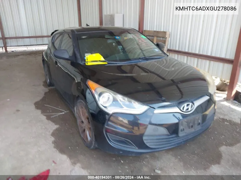 2016 Hyundai Veloster VIN: KMHTC6ADXGU278086 Lot: 40194301