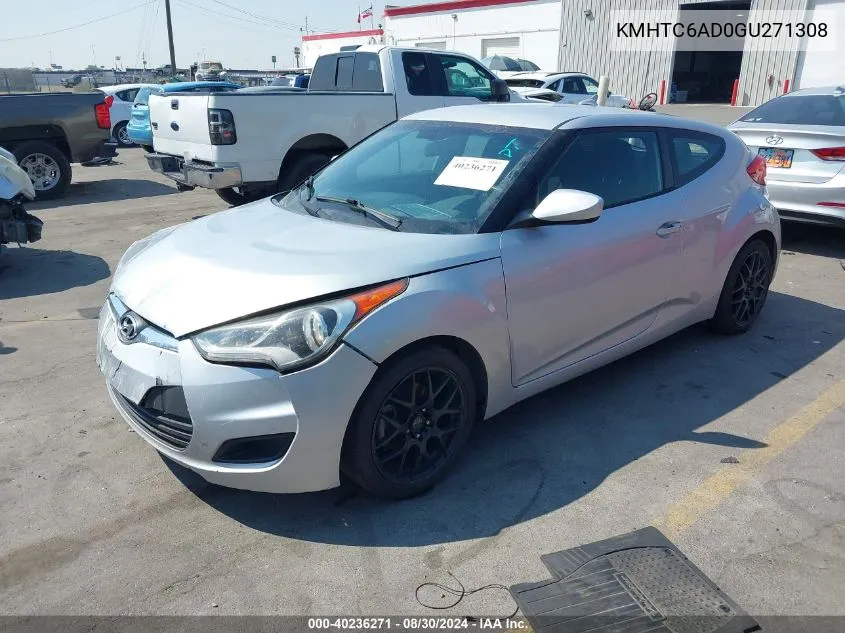 2016 Hyundai Veloster VIN: KMHTC6AD0GU271308 Lot: 40236271