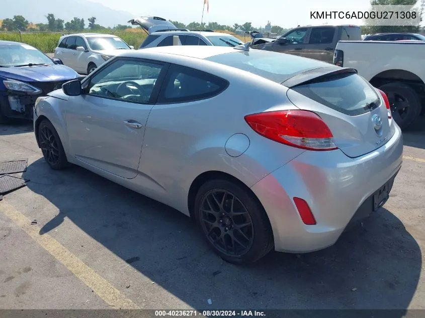 2016 Hyundai Veloster VIN: KMHTC6AD0GU271308 Lot: 40236271